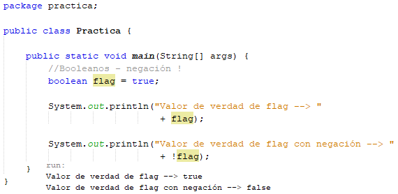 Figura 30. Ejemplo Negación !