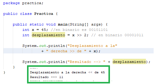 Figura 34. Ejemplo Desplazamiento a la derecha  >>