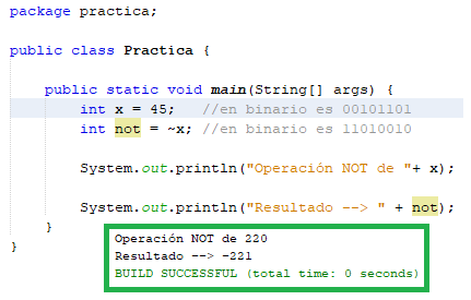 Figura 38. Ejemplo Operación NOT ( ~ )