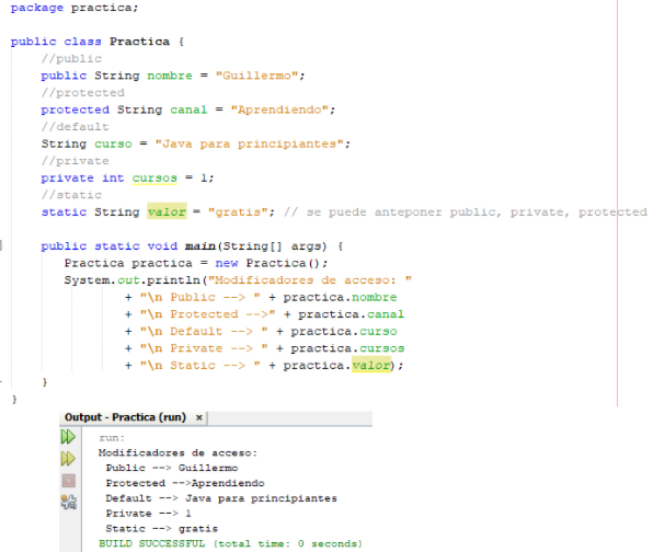 Figura 19. Ejemplo Modificadores de acceso