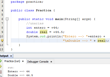 Figura 20. Ejemplo Operadores Unarias